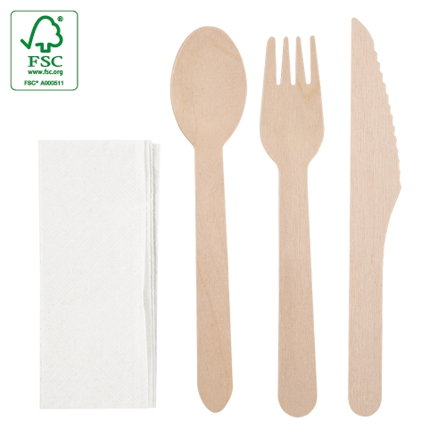 SET DE CUBIERTOS MADERA 4 PCS