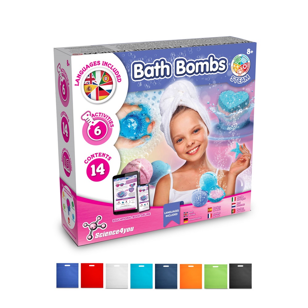 Bath Bombs Kit IV. Juguete educativo suministrado con una bolsa de regalo de non woven (80 g/m²)