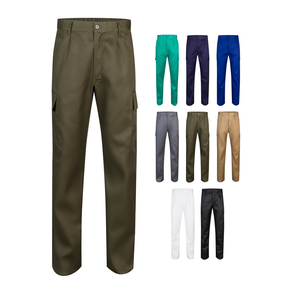 VL AINE. Pantalón multibolsillos de sarga (190g/m²), en algodón (20%) y poliéster (80%)