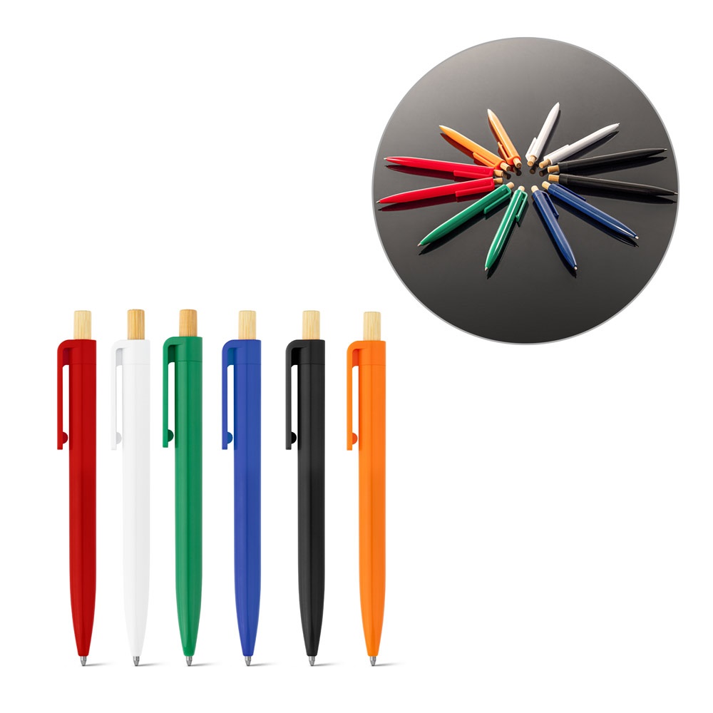 ZARA. Bolígrafo de ABS reciclado (100% rABS) con botón de bambú