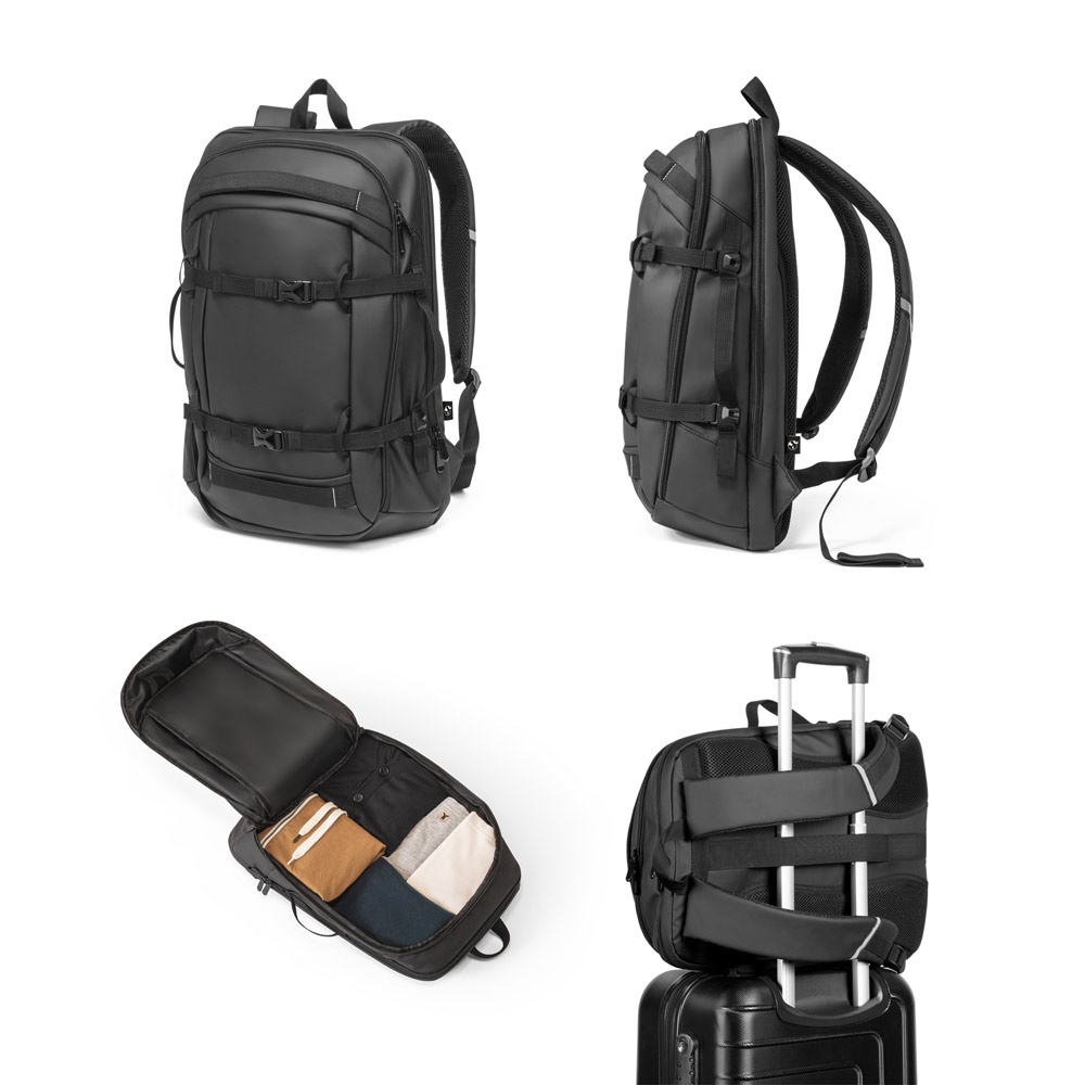 KAMPALA. Mochila para portátil en poliéster reciclado de alta densidad 900D, con revestimiento resistente al agua y forro de poliéster reciclado 210D 17'3"