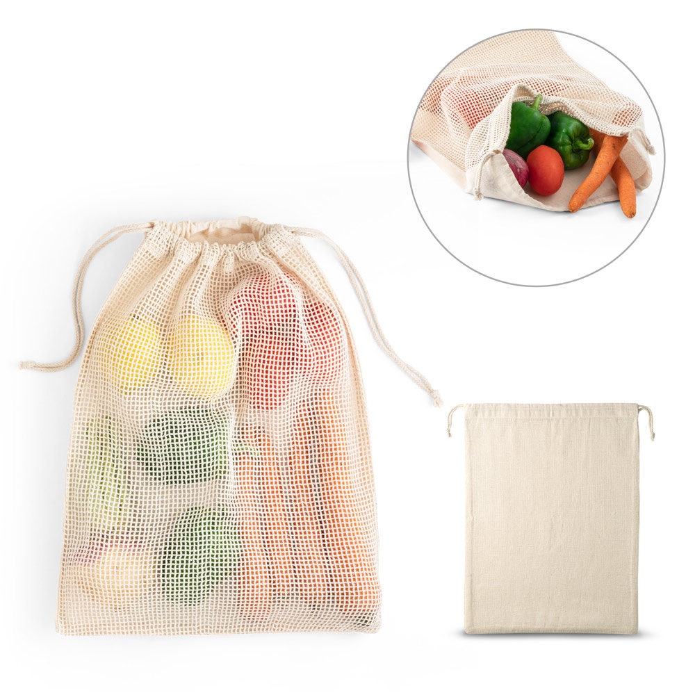 NAPOLI. Bolsa de algodón 100% (120 g/m²) con malla de algodón 100% en la parte delantera (100 g/m²)