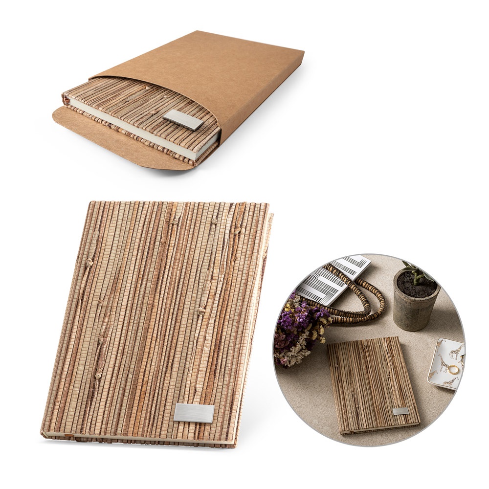NERUDA. Libreta A5 con tapa dura en fibra de paja natural