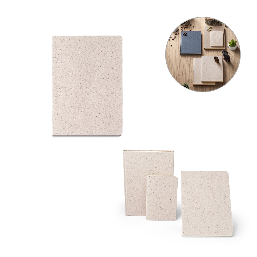 ORGANIC SEMI-RIGID. Bloc de notas A5 con tapa semirrígida de materia orgánica de elefante (80%)