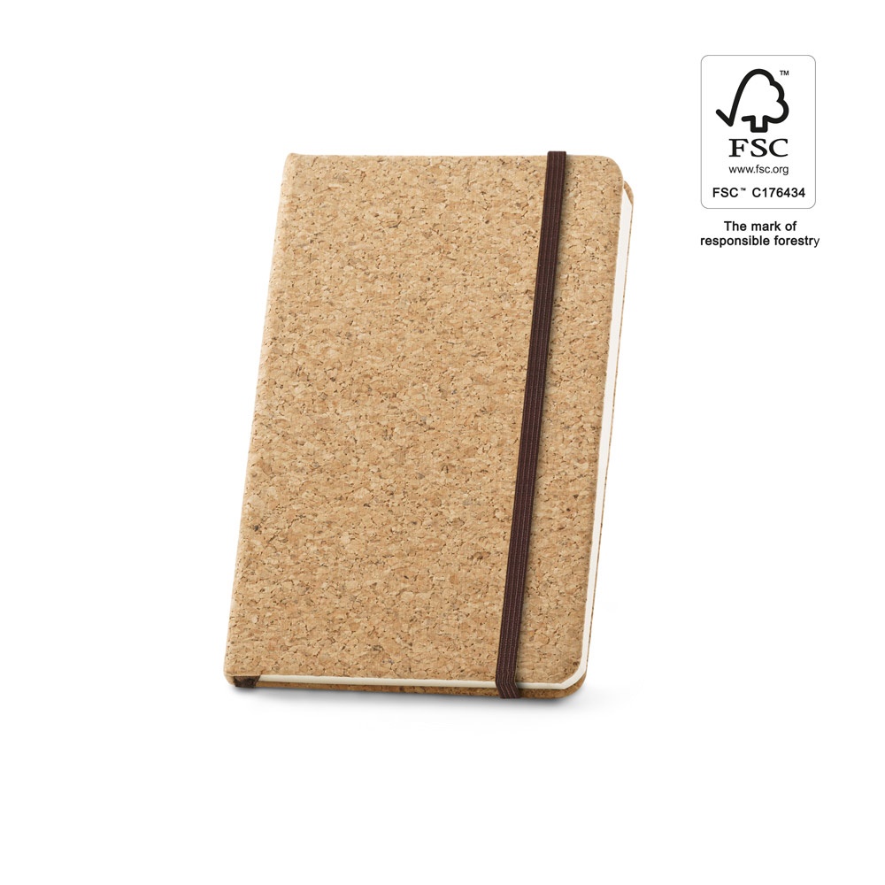 HAWKINS. Libreta de bolsillo de corcho con páginas lisas, en material certificado FSC™ y otros materiales controlados