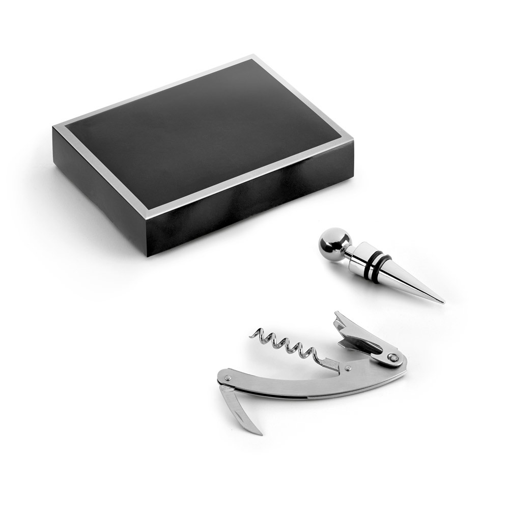 BARREL. Set de vino de zinc y acero inoxidable