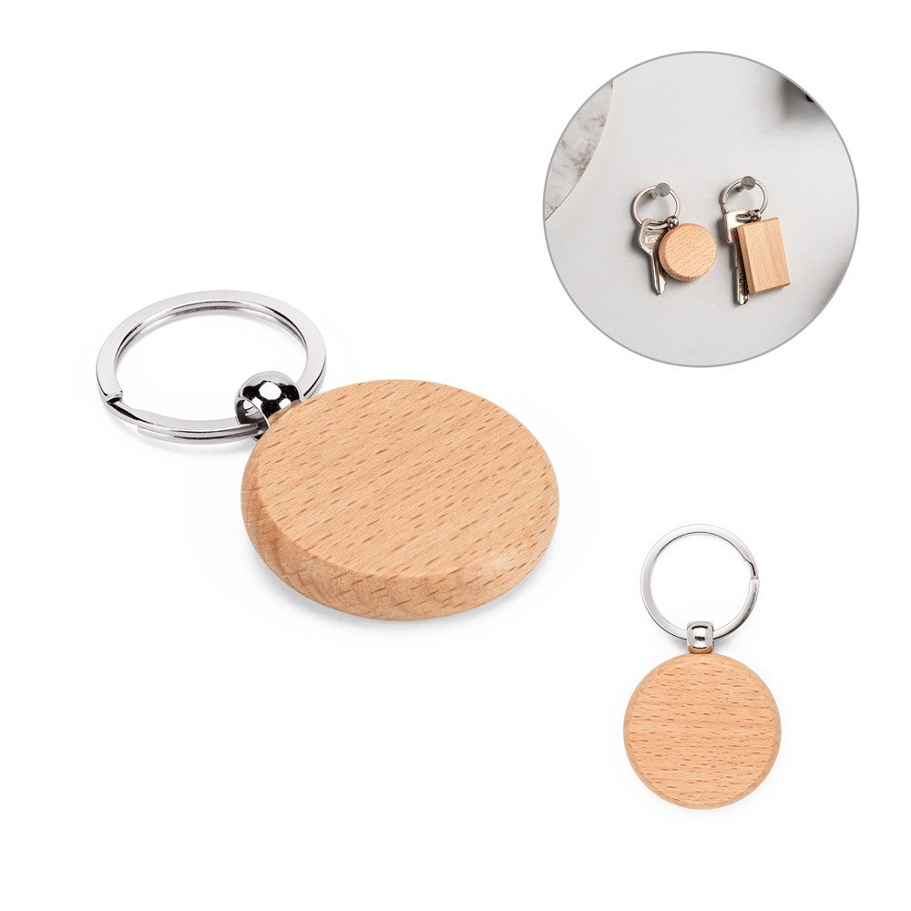 STEWIE ROUND. Llavero redondo de madera de haya