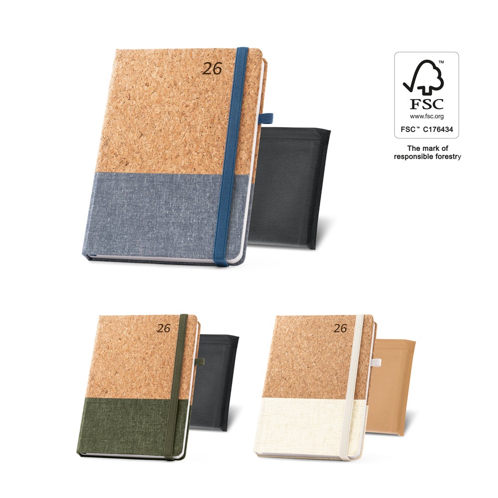QUENTAL A5. Agenda de corcho y lino