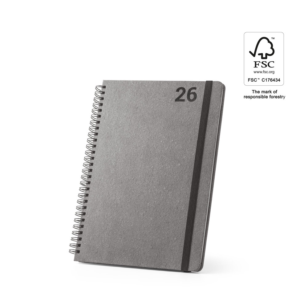 SIMMEL B5. Agenda B5, con anillas, de cuero (58% reciclado)