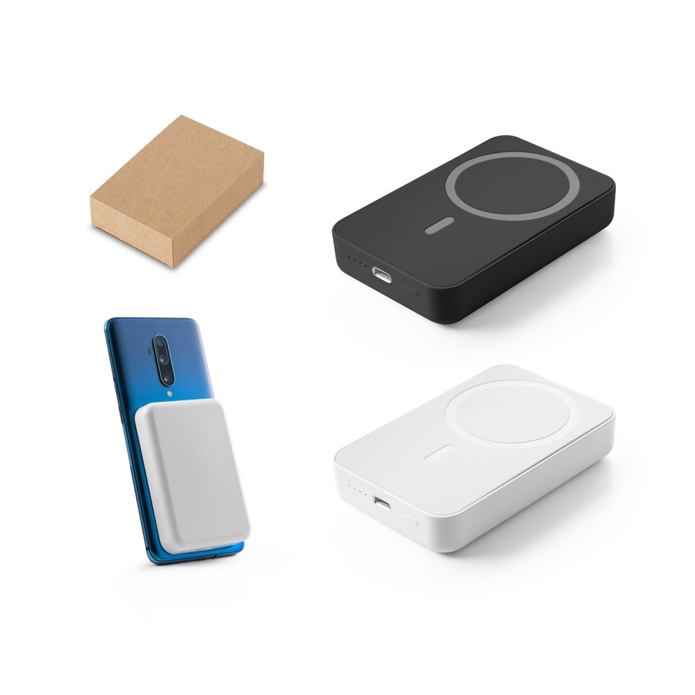 AMPERE 10. Power bank magnético de 10'000 mAh con cargador inalámbrico superrápido de 15W en ABS reciclado (100% rABS)