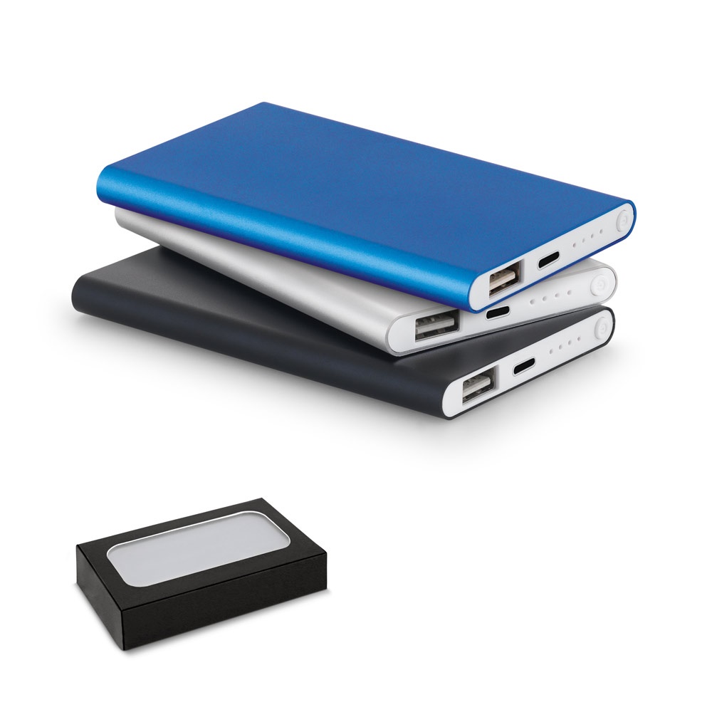 MARCET. Power bank slim 4'000 mAh, fabricado en aluminio reciclado (100% rAL) y ABS reciclado (100% rABS)