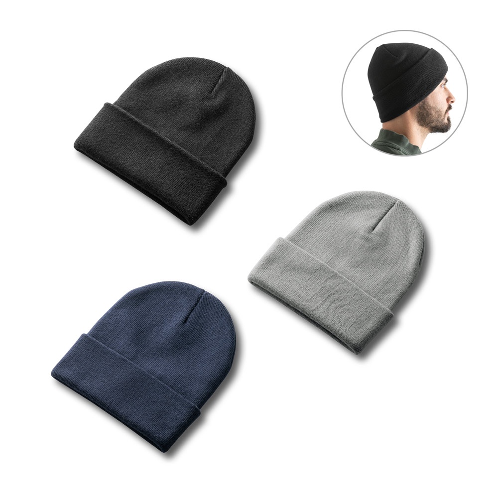 CARL. Gorro unisex de doble capa de poliéster reciclado (100% rPET)