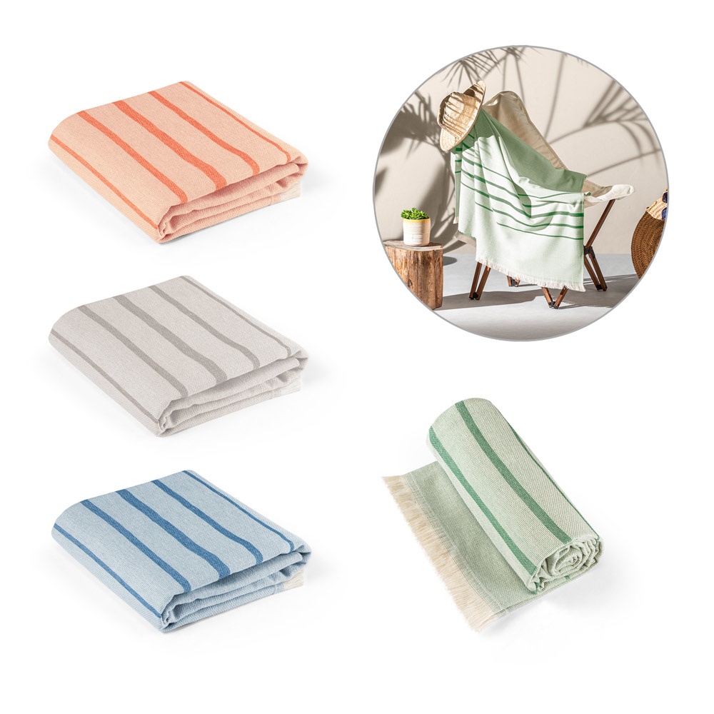 CAPLAN. Toalla multifuncional (260 g/m²) fabricada en algodón ligero y resistente (90%) y algodón reciclado (10%)