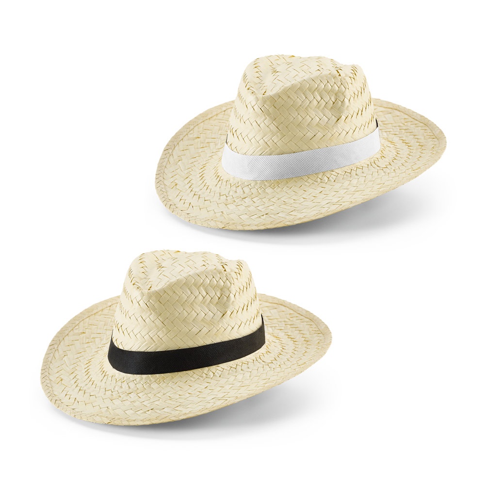 EDWARD POLI. Sombrero de paja natural con cinta de poliéster