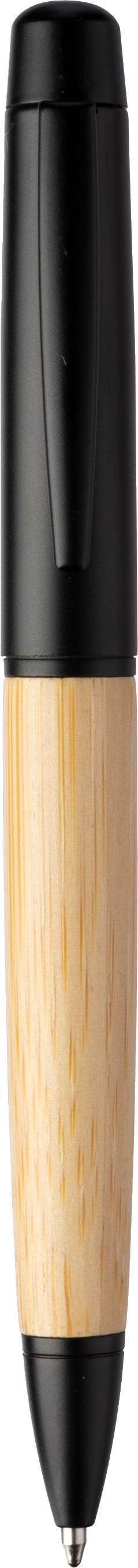 Bolígrafo giratorio de acero inox. y bambú Anke