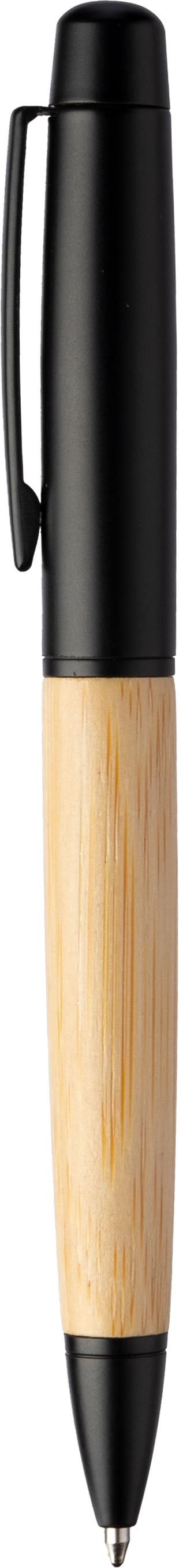 Bolígrafo giratorio de acero inox. y bambú Anke