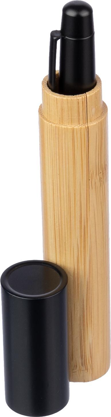 Bolígrafo giratorio de acero inox. y bambú Anke