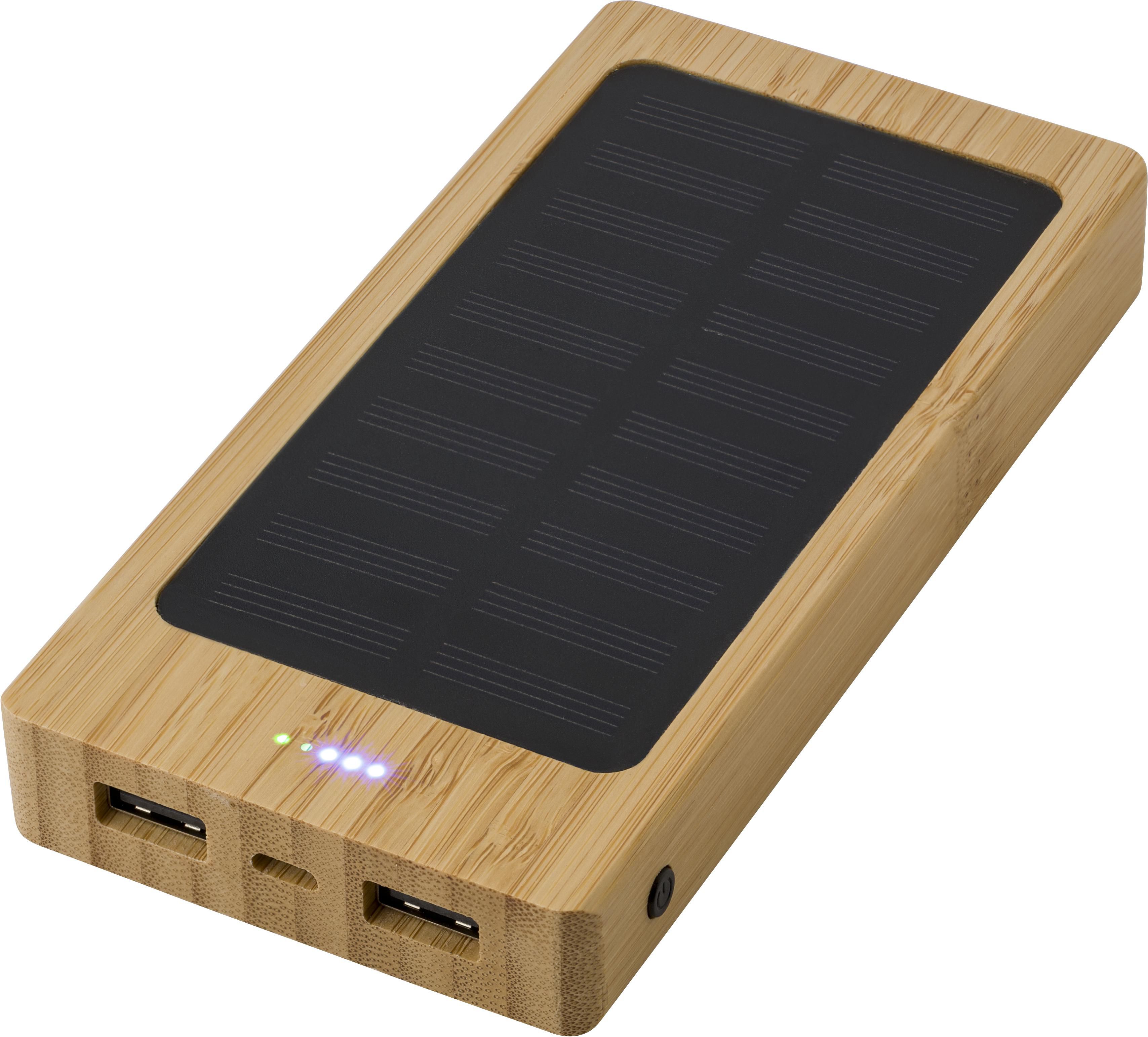 Power Bank solar de bambú Joan