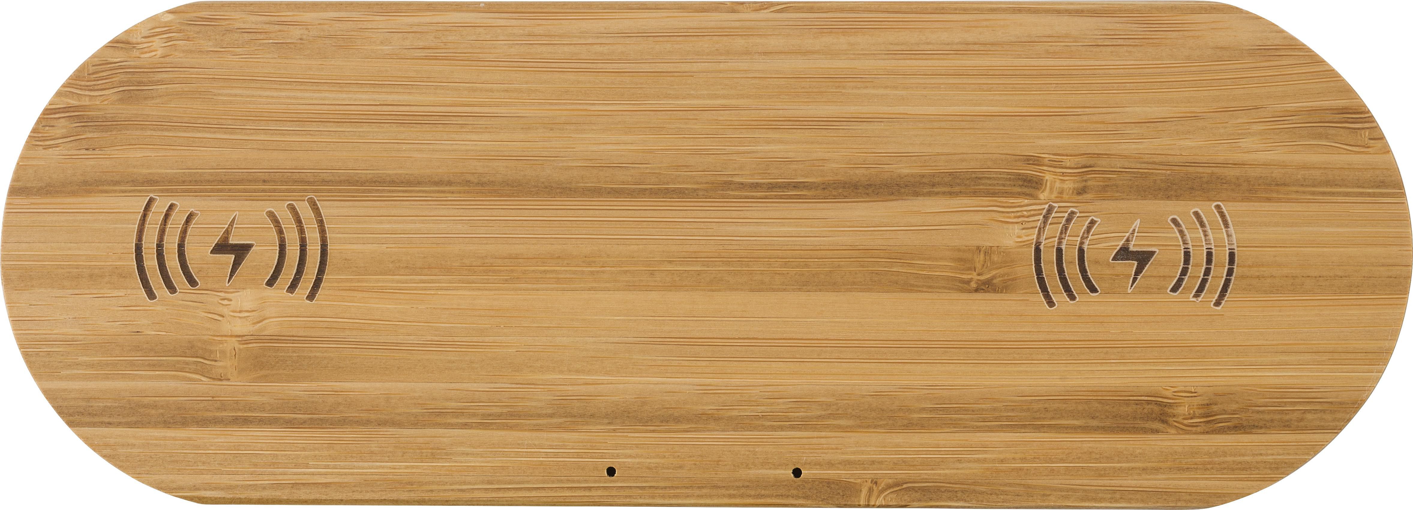 Cargador doble inalámbrico de bambú Tatum