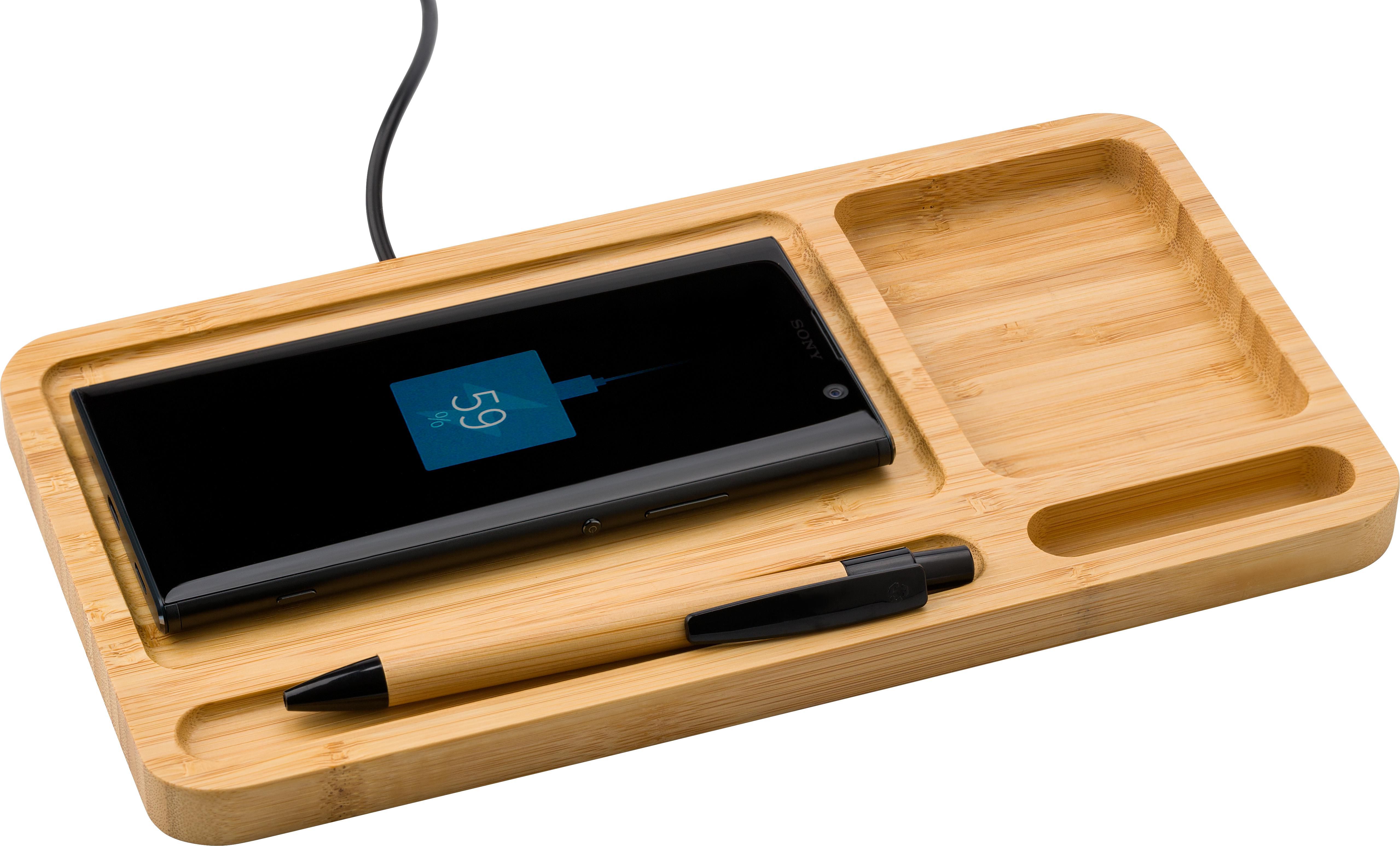 Cargador y organizador de bambú Faye