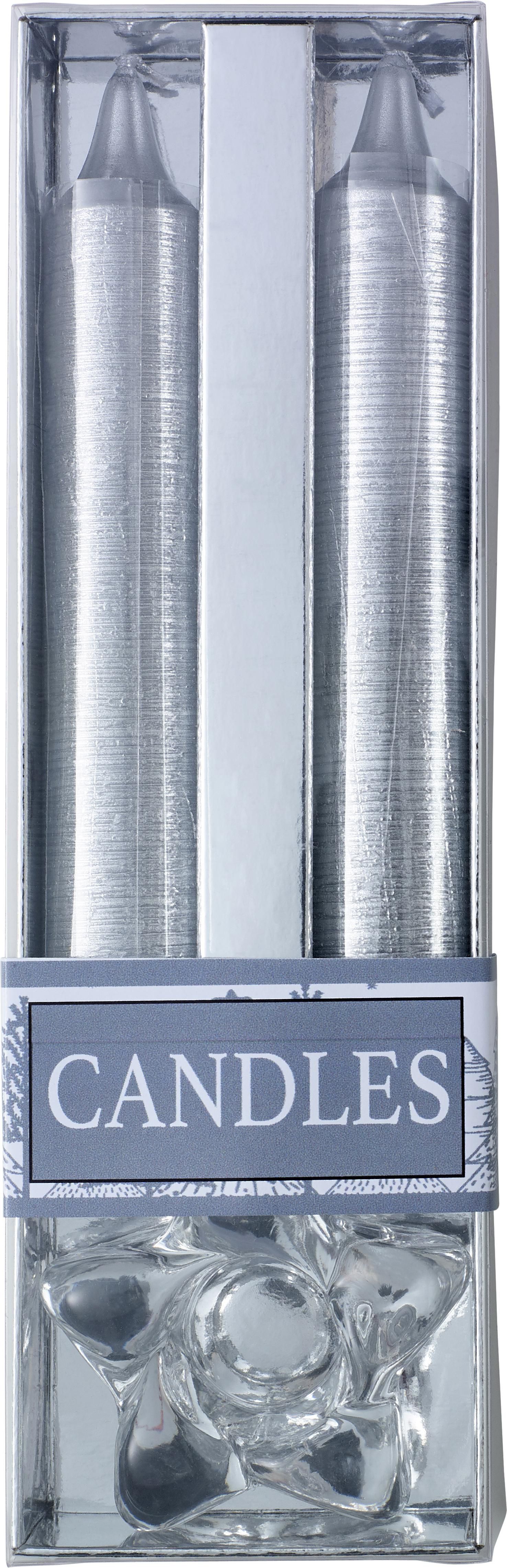 Dos velas de purpurina en portavelas Alexia