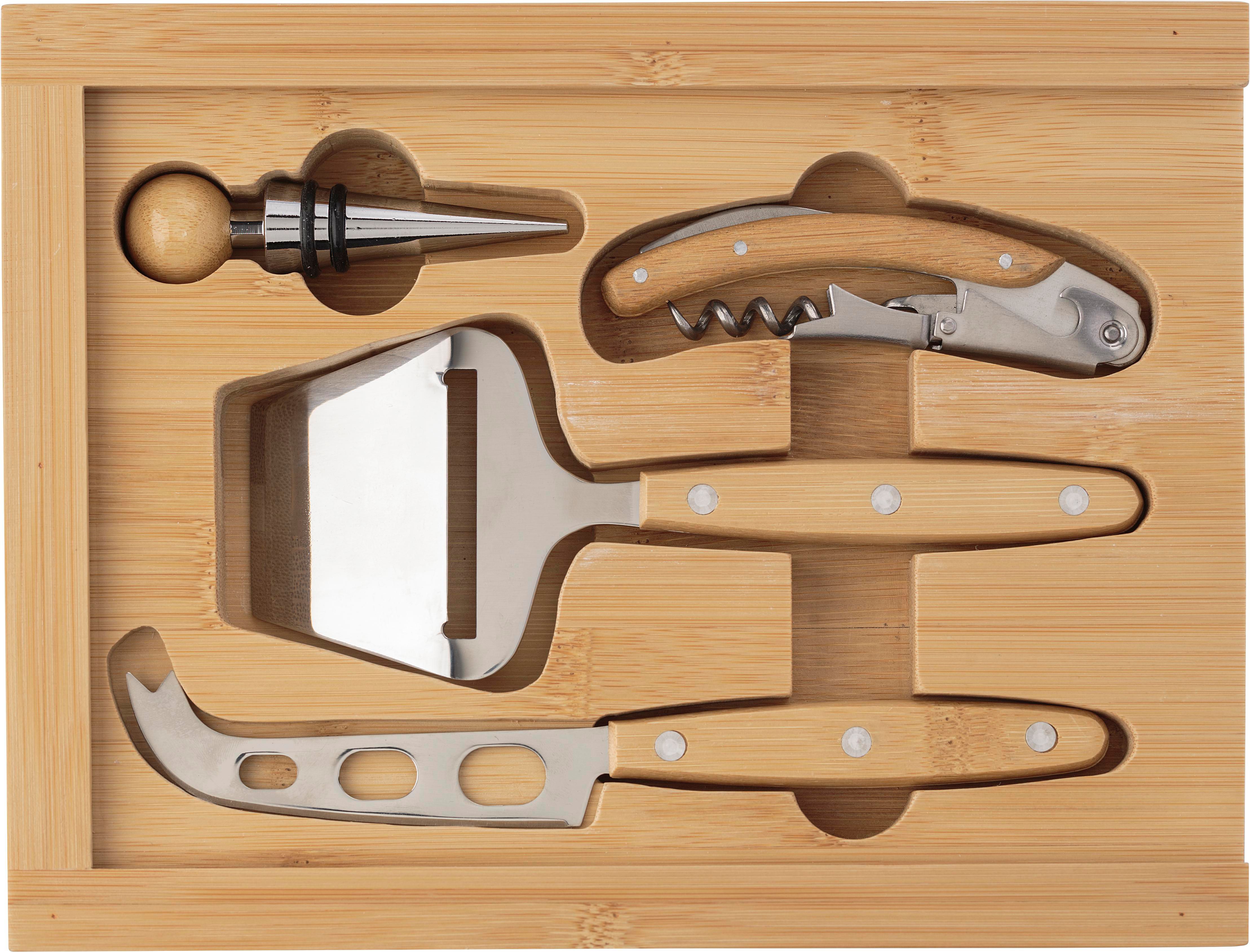 Set de vino y queso de bambú Patrick